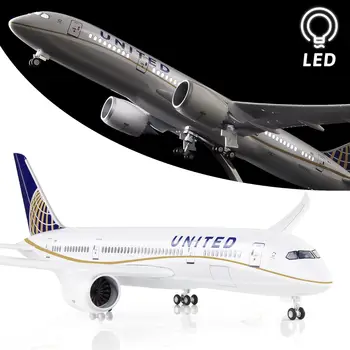 1:130 Obsega Velik Model Letalo United Airlines Boeing 787 Letalo Modeli Diecast Letala z LED Luči za Zbiranje ali Darilo