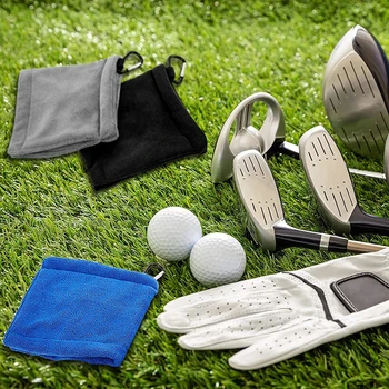 1 PC Golf Brisačo Za Golfiste Mikrovlaken Golf za Suho In Mokro Black Golf Čiščenje Brisačo Trak S Kavljem
