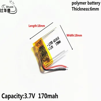 10pcs 3,7 V 170MAH 601818 Litij-Polimer LiPo Baterijo za ponovno Polnjenje Za Mp3 slušalke PAD DVD, bluetooth, kamera