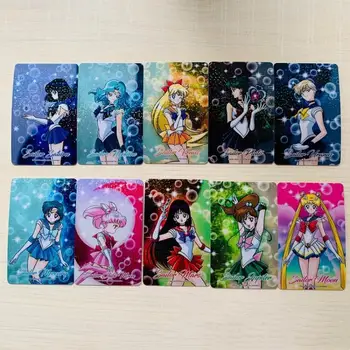 10Pcs/set Jaza, ki Sailor Moon Mizuno Ami Chibiusa Tenoh Haruka Anime Igra Lik Klasične Serie Zbiranje Kristalno Kartica Nalepke