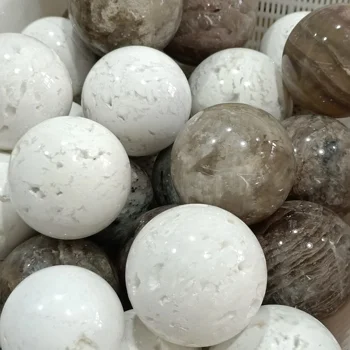 1pc Naravne crystal White Agates Kamen žogo Duha Melaleuca žogo gladko površino zdravljenje Reiki ornament čarovništva