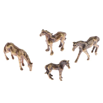 1Pc Starinsko Bakrovih Zlitin Dolgim Repom Konj Figurice Miniature Okraski Baker Nebesno Živali Mini Namizno Dekoracijo Obrti