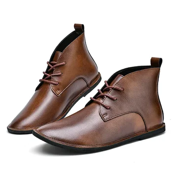 2023 Visoko Kakovostne Čevlje za Človeka Navzkrižno vezani Moški Čevlji Modni Šivanje Novih Lahkih Moških Usnje Priložnostne Gleženj Škornji Zapatos De Hombre