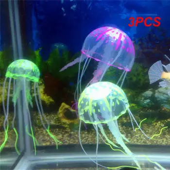 3PCS Umetno Plavati Učinek Meduze Akvarij Dekoracijo Fish Tank pod vodo Živih Rastlin Svetlobni Okrasek, Vodne Krajine