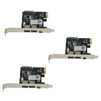 3X USB 3.1 Tip C Pcie Širitev Kartico PCI-E 1, Tip C In 2 Tip 3.0 USB Adapter PCI Express Controller Hub