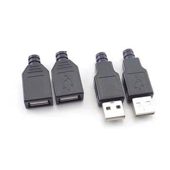 5 1.5-2A Priključek USB Tip A Ženski Moški USB 2.0 4 Pin Adapter Vtičnice Spajka S Črno Plastični Pokrov DIY Priključek Priključite J17