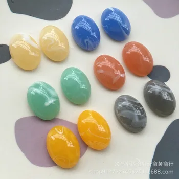 5pcs Japonski jelly barvne madeže ovalne pol tabletke smolo Ravno Nazaj Chrysoprase Za DIY Nakit, Izdelava Dodatki