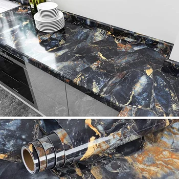 60 cm Kuhinjsko olje, nalepke, samolepilne marmorja vzorec nepremočljiva kabinet štedilnik točilne ozadje namizja prenove kopalnice