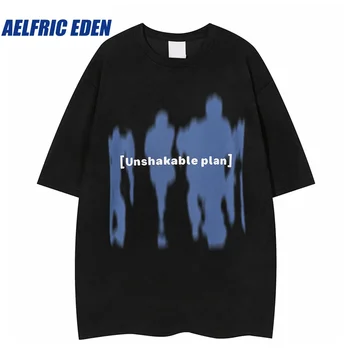 Aelfric Eden 2023 Mens Breskev Kožo Žametno Tkanine Tshirt Ulične Teče Shadow Grafični Punk T-Shirt Harajuku T Shirt Vrhovi Tees
