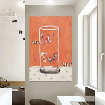 Akril Dekor Slikarstvo Perilo Platno Umetnosti Steno brez okvirja trgovina na Debelo s 3d-Slike Novega Modela Povzetek Ribe V Steklenico Ročno Risanje