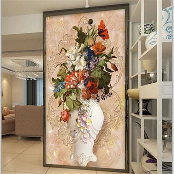 beibehang ozadje po Meri 3d photo zidana vaza cvetlični vzorec, 3d tri-dimenzionalni verandi oltarja TV ozadju stene papirja 3d zidana