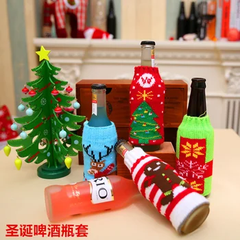 Božič novo Božič gospodinjski predmeti high-end pletene Božič piva, steklenico rokav dekoracijo
