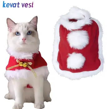 Božični Kostum Mačka Santa Plašč Pet Kostume za Male Muce, Toplo Psi Plašč Pet Božič Cape Obleko Gor, Obleke, Domače Potrebščine