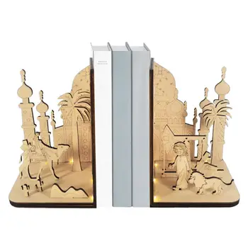 DIY Lesena 3D arabski Etnične Scene Knjiga Kotiček Polica Miniaturni Kompleti Polico Bookend Dekor Ročno izdelana Darila