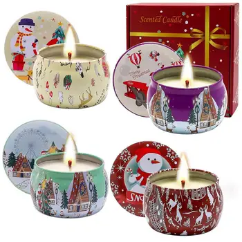 Dišeče Sveče Nastavite 4pcs Božič Majhne Sveče Set Aroma Sveča Darilni Set Aroma Sveča Z Dolgotrajno In Dekorativno Oblikovanje