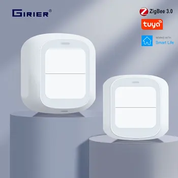 GIRIER Tuya ZigBee/WiFi Smart Scene Stikalo 2-KANALNI Brezžični Smart Home Gumb Daljinskega upravljalnika za Avtomatizacijo Scenarij Hub Zahteva