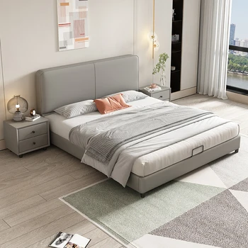 Italijanski zelo preprosta usnje postelja moderna preprost spalnico svetlobe nastran zračni tlak omrežja, omrežja za shranjevanje slaven postelja