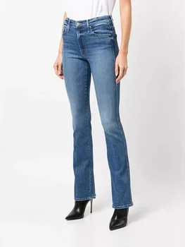 Jeans za Ženske 2023 Novo Visoko Pasu Stretch Mikro Sežgati Moda Zadrgo Priložnostne Denim Dolge Hlače