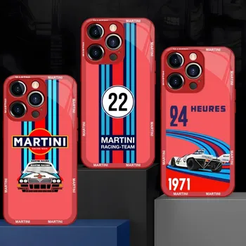 Martini Racing Trak Mousepad Rdeče, Črno Steklo Za IPhone 13 14 12 11 Max Pro Plus Mini X XR 8 7 6s SE2020 Pokrov