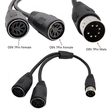 MIDI DIN 7-Pin Splitter Y Adapter 7-Pin moški 2 ženski kabel 0,3 m