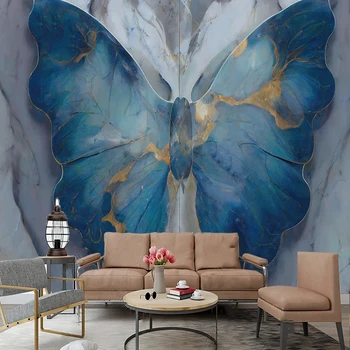 Milofi ozadje po meri zidana svetlobno razkošje metulj marmorja vzorec TV, kavč v ozadju stene doma dekoracijo