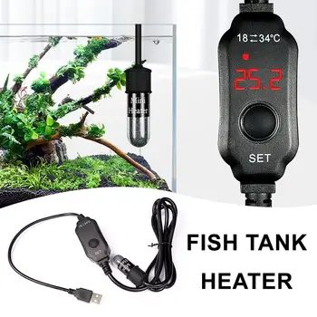 Mini Akvarij Riba bencinski Tank Ogrevalnik USB Ogrevanje Palico Nastavljivo Ogrevanje LED Termostat Palico Potopne Digitalni Grelec Električni 18 Q9L6