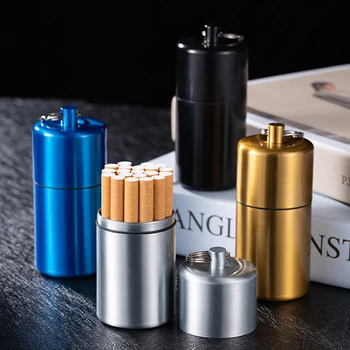 Mini Nepremočljiva Cigaret Polje z Keychain Cinkove Zlitine Tobak Primeru Prenosni Dim Trave Čaj Tabletke Shranjevanje Darilo za Moškega