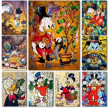 MINISO Disney Grafiti, Donald Duck Wall Art Plakati Pop Ulica Klasična Risanka Doma Dekor Platno Slikarstvo Freske Natisne Sliko