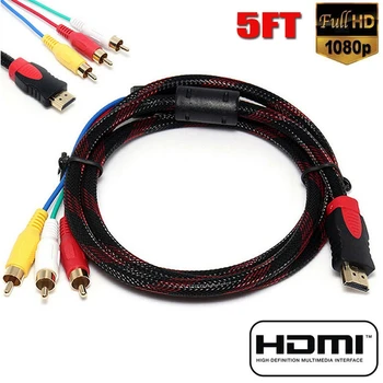 NAS 5 m HDMI 3-RCA Video Audio Komponente AV Pretvornik Kabel Za HDTV