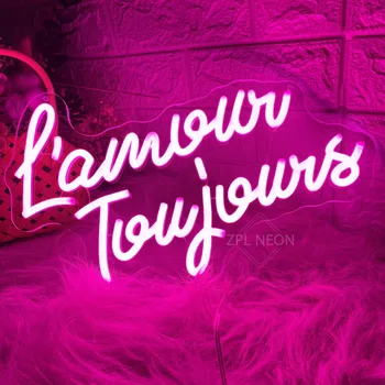 Neon Led Prijavite L ' amour Toujours Ljubezen Je Vedno francoski Neon Znak Poroko Dekor Soba, Spalnica Steno Rojstni Bar, Neon, Luči USB