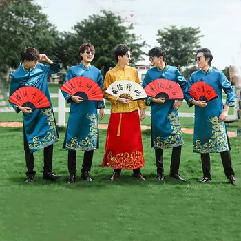 Nov slog Tradicionalne Kitajske robe Velikosti Tang bo Ustrezala Moških Haljo Brat Kostum Križa Govori Obleke Cheongsam Poročno Obleko