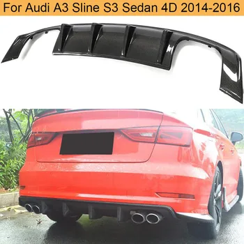 Ogljikovih Vlaken Avto Zadnji Odbijač Difuzor za Ustnice Za Audi A3 Sline S3 Limuzina 4D 2014-2016 Zadnji Odbijač Difuzor Lip Spojler Ne za RS3