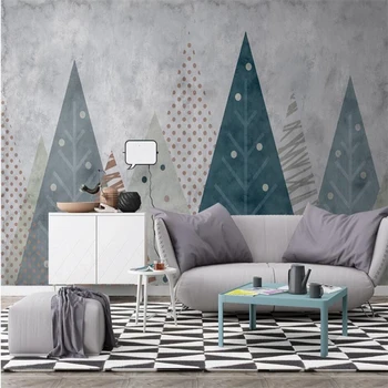 Ozadje po meri 3d zidana Nordijska sodobno minimalistično geometrijo TV, kavč v ozadju stene dnevna soba, spalnica papier peint ozadje