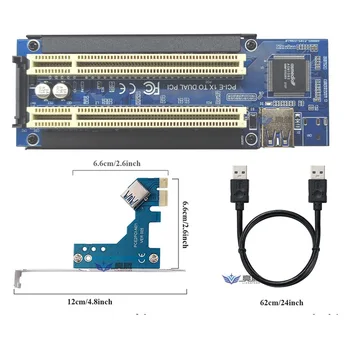 PCI-E Express X1 Dvojni Riser PCI Podaljša Tok Modula za Kartico Ploščo Z USB 3.0 Kabel Za Računalnik Odbor Arduino