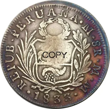 Peru 1833 L MM 8 Reales Lima Medenina Prevlečeno Srebro Kopijo Kovancev Lahko Različne Barve Za Kovanca In Da Kovanec, Stare