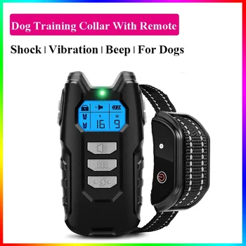 Pes Usposabljanja Ovratnik Z Oddaljenim Zaslonom LCD Nepremočljiva Šok Električni Vibrator Zvok Pet Trener USB Polnilne Lubje Nadzor