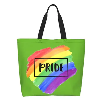 Po meri Mavrica LGBT Ponos Platno Nakupovalne Torbe Ženske Recikliranje Veliko Zmogljivost Trgovina, Geji, Lezbijke, Shopper Tote Vrečke