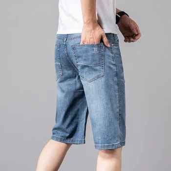 Poletje Novih Moških Modra Slim-Fit Kratke Jeans, Moda za Priložnostne Tanke Bombažne Stretch Udobno Traper Hlače, Kratke Hlače Moški
