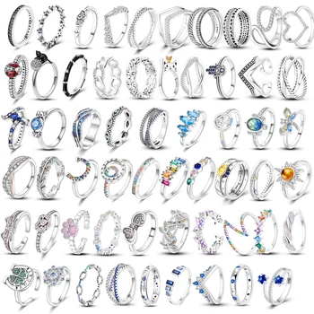 Prst Obroči za Ženske 925 Srebra za Izvirno Kubičnih Cirkon Kristalno Stackable Geometrijske Poročni Prstan Priljubljena JewelryGift