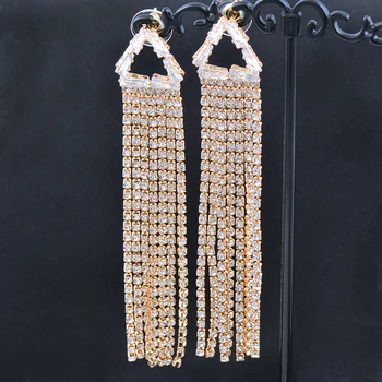 SINLEERY korejski moda Trikotnik, Kvadrat Rese Uhani Za Ženske Zlata, Srebrna Barva Kubičnih Cirkonij nakit dodatki