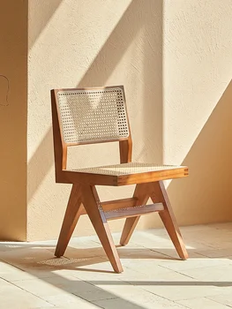Skandinavski retro luksuzni design studio masivnega lesa, ratana fotelj Japonski jedilni stol