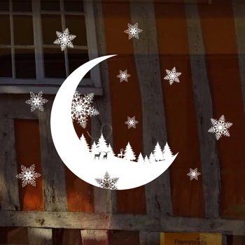 Sneg Luna Elektrostatično Stenske Nalepke Božič Okna, PVC Nalepke, Božični Okraski za Dom DIY Nalepke, Nalepke za Ozadje