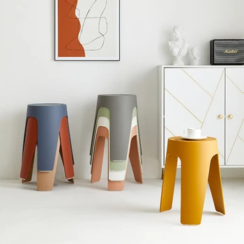 Sodobna preprosti plastični stoli Domači dnevni sobi visoke stolčke lahko zložene z odebeljeno termično obdelane gume stoli