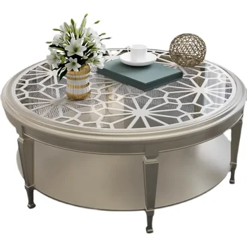 Steklena klubska mizica, krožno masivnega lesa izrezljane votlih čaj tabelo, majhne enote, tabele, svetlobno razkošje moderno mizo čaj