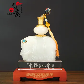 Ugoden sreča slona Steklom glaze gemstone Gilding Jade okrasni Dekorativni Obrti darilo