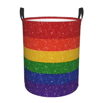Umetno Bleščice Mavrica Ponos Zastavo Perilo Košara Zložljivi Velika Oblačila za Shranjevanje Bin LGBT, Geji, Lezbijke, Baby HamperNew Izdelka