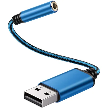 USB 3,5 mm izhod za Slušalke Avdio Adapter za Zunanji Stereo zvočna Kartica za PC, Laptop,za ,za, Itd (Za 0,6 Noge,Modra)