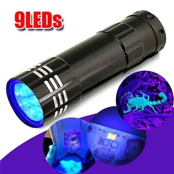 UV LED Svetilka Ultravijolično Svetilko Zoomable Mini UV Svetlobo Črno Pet Madeže Urina Detektor Scorpion Lov Uporabo 9LED