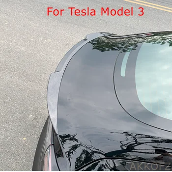 Za Tesla Model 3 Kakovostne ABS Material iz Ogljikovih Vlaken Videz Črna Zadnji Spojler Trunk Krilo 2017 -2022