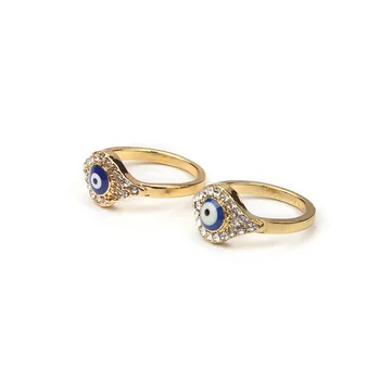 ZLO OKO 2018 nove modne zlitine kovin, zlata barva kristalov tlakovane modra zlo oko obroč turški nakit prstan za ženske